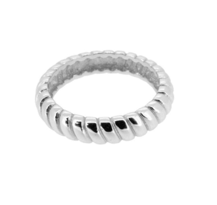 Δαχτυλίδι αρραβώνων πλάτος 6mm Silver Twist 18K Gold Rhodium Color Twist Silver Ring