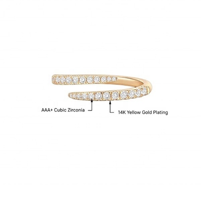 14K Χρυσό επιχρυσωμένο Κουβικό Ζιρκόνιο Open Twist Eternity Band Ring ECO Friendly