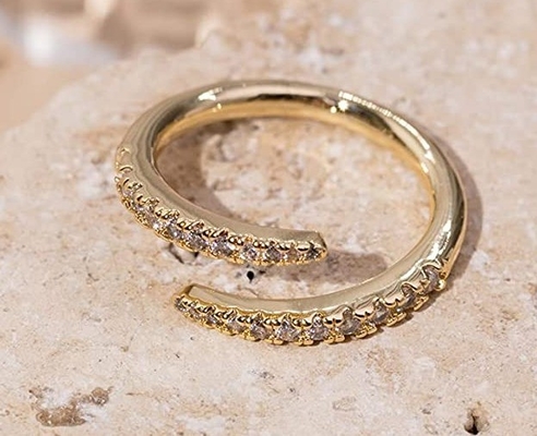 14K Χρυσό επιχρυσωμένο Κουβικό Ζιρκόνιο Open Twist Eternity Band Ring ECO Friendly