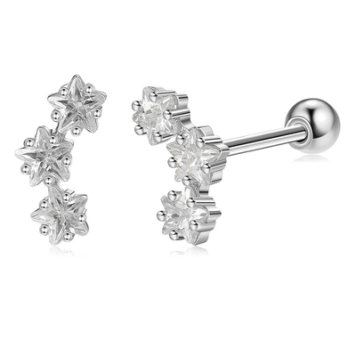 Χρυσόχρυσα 18K 925 Sterling Silver Star Κουβικά Ζιρκόνια Πλακέτα Ακουστικά για Γυναίκες