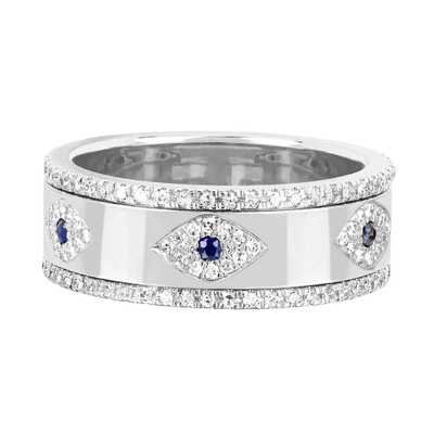 Μπλε Ζαφείρι Λευκό CZ Γυναίκες μάτι Eternity Band Brass Eternity Ring Για Γυναίκες