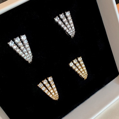 18K Χρυσό 925 Sterling Ασημένιο Pave CZ Γυναικεία Huggie σκουλαρίκια Κλασικό στυλ