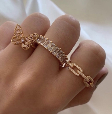 925 Στερλίνγκ Ασημένιο Πέρασμα 18K Γυναίκες Κουβικά δαχτυλίδια Ζιρκόνια