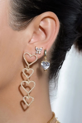 Κλασικό στυλ 925 Sterling Silver Gold Plated Cubic Zirconia Πεταλούδα Stud σκουλαρίκια