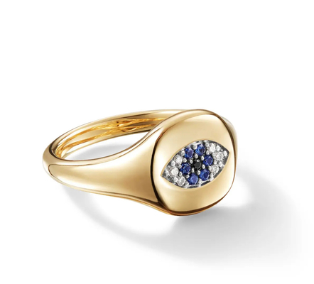 Βραζιλικά συλλεκτικά καλώδια Evil Eye Mini Pinky Ring 18K χρυσό λευκό CZ 925 ασήμι