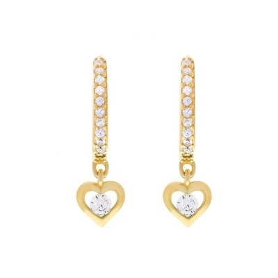 Χρυσό επιχρυσωμένα Mini Dangle Heart CZ Huggie σκουλαρίκια Προσθέστε μια πινελιά γοητείας στο βλέμμα σας