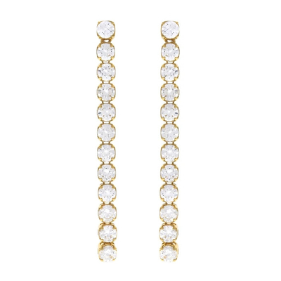Αρραβωνιασμός Περίσταση Ροδίου 925 Sterling Silver Glittery Tennis Chain Drop Earrings