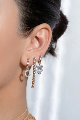 Αρραβωνιασμός Περίσταση Ροδίου 925 Sterling Silver Glittery Tennis Chain Drop Earrings