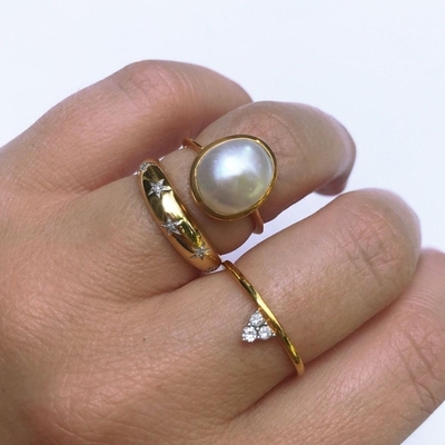Νταϊντυ Ντιμόν Ρινγκς 14k 18k Χρυσό Chunky Star Set Διαμαντένιο Δαχτυλίδι για Στυλιστικά Ενδύματα