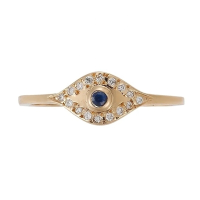925 Sterling Silver Evil Eye Διαμαντένιο Δαχτυλίδι με Ασημένιο Επιχρισμό Κλασικό Στυλ