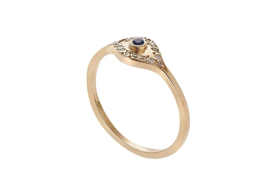 925 Sterling Silver Evil Eye Διαμαντένιο Δαχτυλίδι με Ασημένιο Επιχρισμό Κλασικό Στυλ