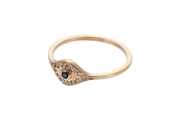 925 Sterling Silver Evil Eye Διαμαντένιο Δαχτυλίδι με Ασημένιο Επιχρισμό Κλασικό Στυλ