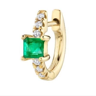 925 Sterling Silver Mini Gold Plated Baguette Hoop Huggie σκουλαρίκια για γυναίκες Κοσμήματα