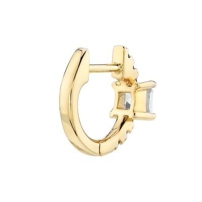 925 Sterling Silver Mini Gold Plated Baguette Hoop Huggie σκουλαρίκια για γυναίκες Κοσμήματα