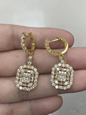 Λευκά σκουλαρίκια CZ 925 Sterling Silver Classic Style για αρραβώνα και γάμο