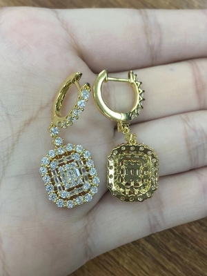 Λευκά σκουλαρίκια CZ 925 Sterling Silver Classic Style για αρραβώνα και γάμο
