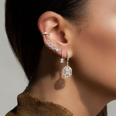 Λευκά σκουλαρίκια CZ 925 Sterling Silver Classic Style για αρραβώνα και γάμο