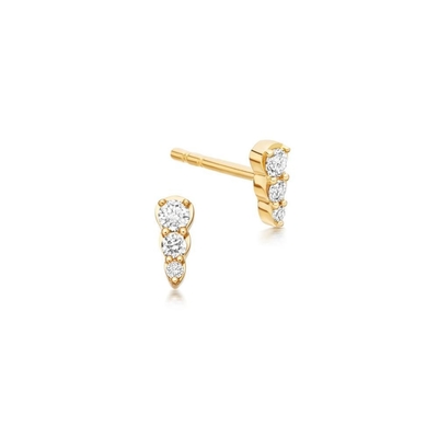 Τρέντυ Mini Three Stone CZ Stud 925 Ασημένια σκουλαρίκια