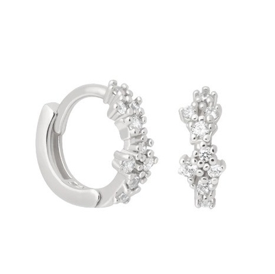 Λευκό σε σχήμα λουλουδιού CZ 925 Sterling Silevr Huggies σκουλαρίκια για γυναίκες