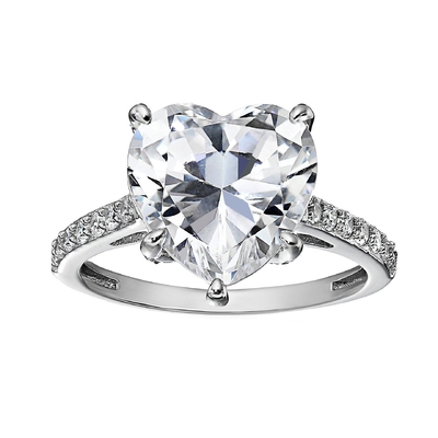 Τεχνολογία Micro Insert Inlay Heart Cut CZ Stone 925 Ασημένια δαχτυλίδια αρραβώνων