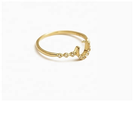 Άνδρες Fine Sterling Silver 925 Custom Moon Ring με 14k 18k 24k χρυσό από τη Βραζιλία 2022