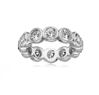 Κλασικό Ins 18K Χρυσό επιχρυσωμένο Bezel Setting CZ Eternity Band 925 Sterling Ασημένια δαχτυλίδια