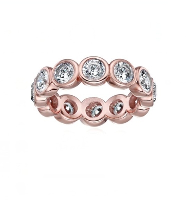 Κλασικό Ins 18K Χρυσό επιχρυσωμένο Bezel Setting CZ Eternity Band 925 Sterling Ασημένια δαχτυλίδια