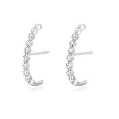 18K Χρυσό επιχρυσωμένο Bezel Ρυθμίζοντας λευκό κύβικο Zircon Stud σκουλαρίκια για γυναίκες