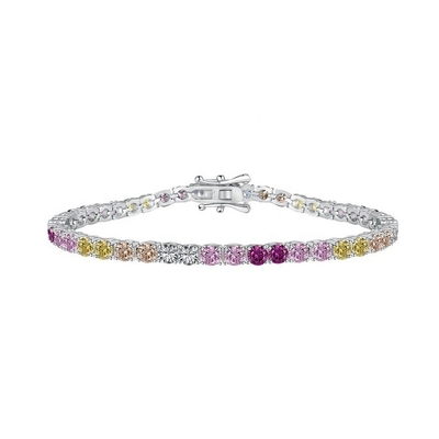 Προσαρμοσμένο στυλ Rainbow Zircon Inset 925 Sterling Silver Τένις βραχιόλι για γυναίκες