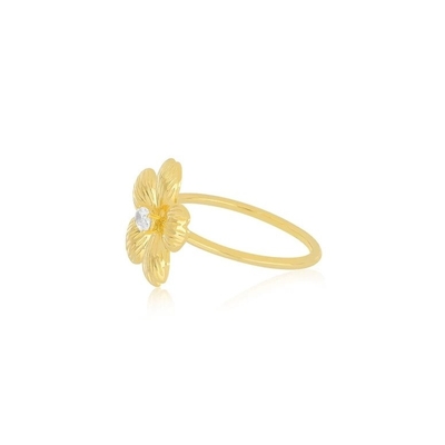 Forever Flower 18K Χρυσό επιχρισμένο Οβάλ CZ γυναικείο δαχτυλίδι σε 925 Sterling Ασημένια Κοσμήματα