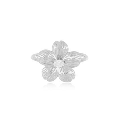 Forever Flower 18K Χρυσό επιχρισμένο Οβάλ CZ γυναικείο δαχτυλίδι σε 925 Sterling Ασημένια Κοσμήματα