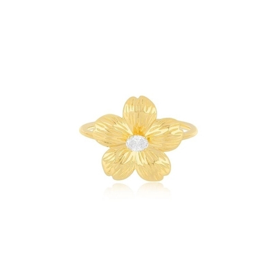 Forever Flower 18K Χρυσό επιχρισμένο Οβάλ CZ γυναικείο δαχτυλίδι σε 925 Sterling Ασημένια Κοσμήματα