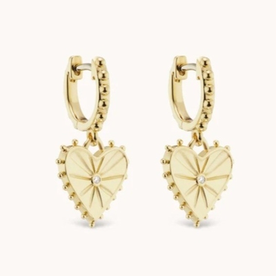 Χρυσό 14K Dangle Drop Heart Huggies σκουλαρίκια για γυναίκες είναι 925 Sterling Silver