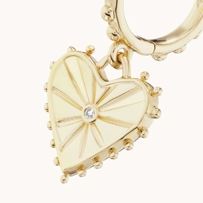 Χρυσό 14K Dangle Drop Heart Huggies σκουλαρίκια για γυναίκες είναι 925 Sterling Silver