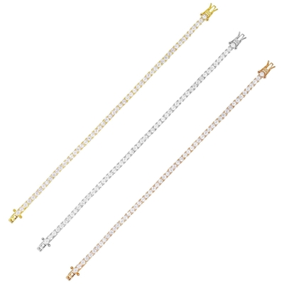 Ζεστό προϊόν 925 Sterling Silver Plating Gold 3mm Cubic Zirconia Τένις βραχιόλι για γυναίκες