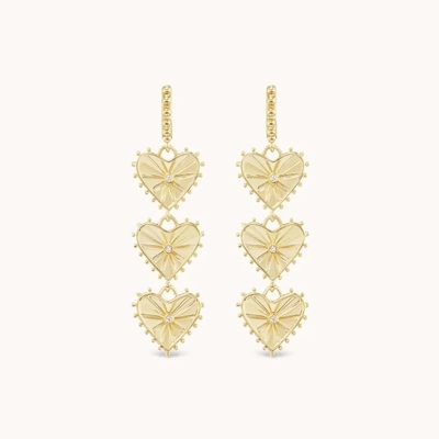 Χειροποίητο 14K χρυσαφένιο Dangle Multi Huggies Heart Charm σκουλαρίκια Τέλειο δώρο