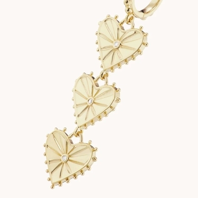 Χειροποίητο 14K χρυσαφένιο Dangle Multi Huggies Heart Charm σκουλαρίκια Τέλειο δώρο