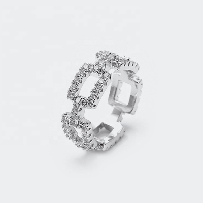 Προσαρμοσμένα δαχτυλίδια αλυσίδας Clear CZ Real Sterling Silver 925 Κοσμήματα για γυναίκες και άνδρες