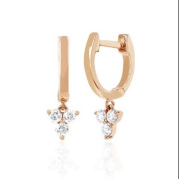 14K χρυσό ανθό Mini Huggie διαμάντι Trio Drop σκουλαρίκια Ασημένια κοσμήματα Βασικό υλικό