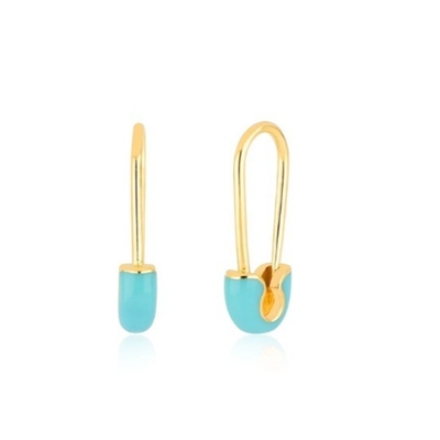 925 Sterling Silver Women's Fashion Pin Earrings διακοσμημένα με γαλάζιο φινίρισμα σμάλτου