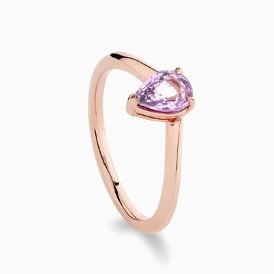Ροζ χρυσό επιχρυσωμένο 925 Sterling Silver Pear Cut Purple Sapphire Curved Stackable Ring