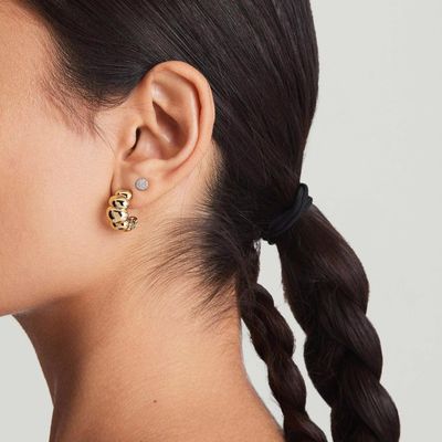 18K Χρυσό Ροδιο επιχρισμένο Crescent Stud σκουλαρίκια