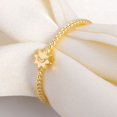 925 Ασημένιο Φεγγάρι Ηλιακό Δαχτυλίδι 18K Χρυσό Κοσμήματα Unisex