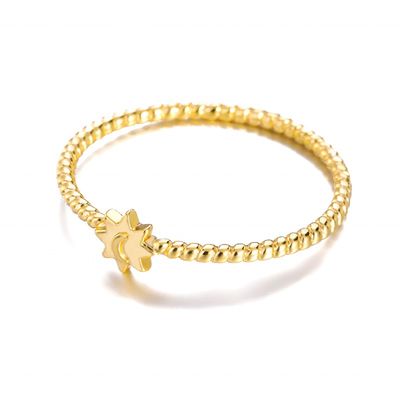 925 Ασημένιο Φεγγάρι Ηλιακό Δαχτυλίδι 18K Χρυσό Κοσμήματα Unisex