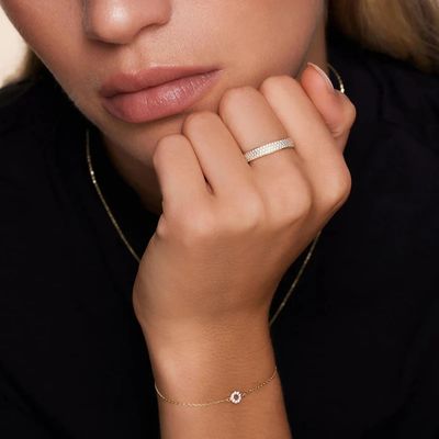 Δαχτυλίδι μισής αιωνιότητας από ασήμι 925 με επιχρύσωμα 18K και CZ για γυναίκες