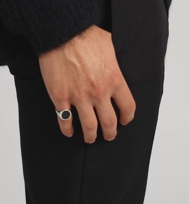 18K Χρυσόχρυσο Μαύρο Ωνίξ 925 Στερλίνγκ Ασημένιο Πέρασμα Σφραγίδας Ανδρών