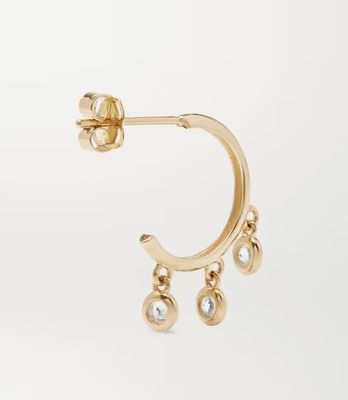 Σκουλαρίκια κρίκοι από ορείχαλκο επιχρυσωμένα με χρυσό 14Κ και ζιργκόν σε στεφάνη