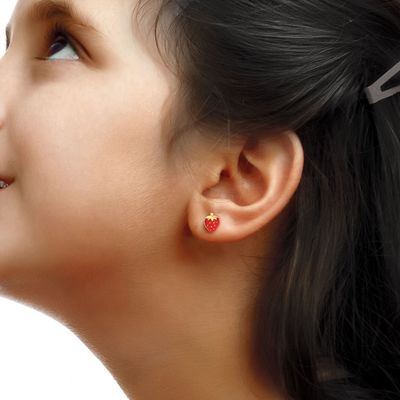 Σκουλαρίκια καρφωτά φράουλα από ασήμι 925 για παιδιά, καθαρότητας 92,5%