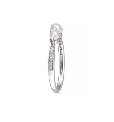 Wholesale 925 Sterling Silver Freshwater Pearl Ring with Diamond Accent in 18k Gold Plated AAAA Grade Band Ring