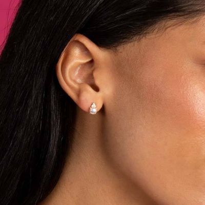 925 Sterling Silver AAAA Grade Gold Plated Freshwater Pearl Stud Earrings with Diamond Studs